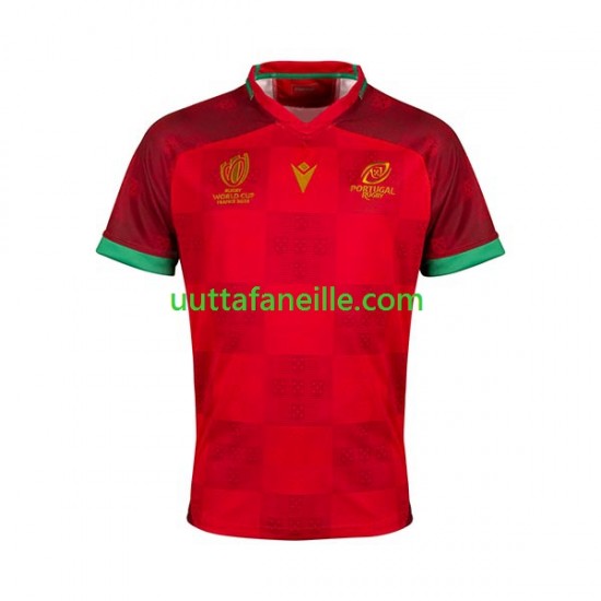 Jalkapallo Pelipaitoja Portugali Mies Kotipeliasu Rugby RWC 2023 Lyhythihainen