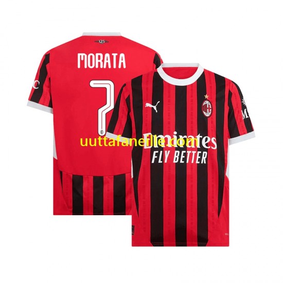 Jalkapallo Pelipaitoja AC Milan UCL Font MORATA 7 Mies Kotipeliasu 2024-2025 Lyhythihainen