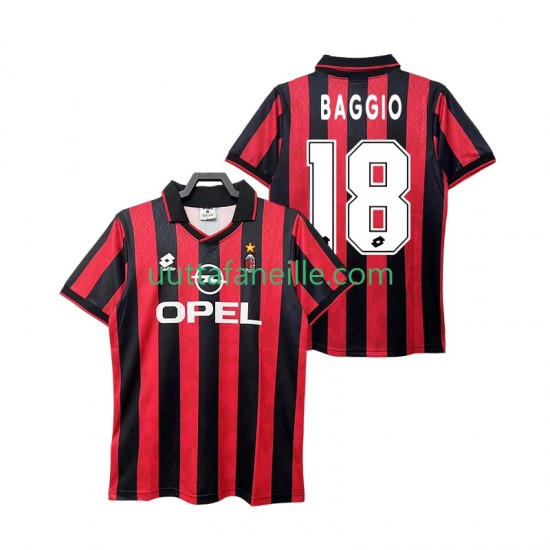 Jalkapallo Pelipaitoja AC Milan BAGGIO 18 1995 1996 Retro Mies Kotipeliasu Lyhythihainen