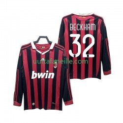 Jalkapallo Pelipaitoja AC Milan BECKHAM 32 2009 Retro Mies Kotipeliasu 2010 Pitkähihainen