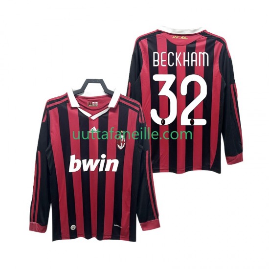 Jalkapallo Pelipaitoja AC Milan BECKHAM 32 2009 Retro Mies Kotipeliasu 2010 Pitkähihainen