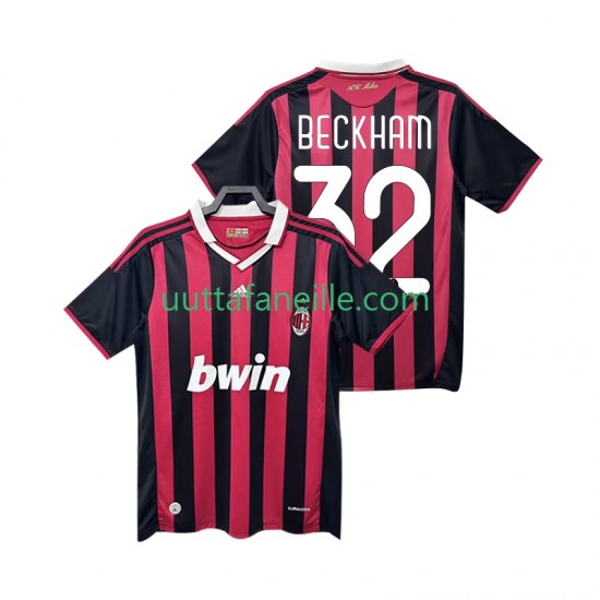 Jalkapallo Pelipaitoja AC Milan BECKHAM 32 2009 Retro Mies Kotipeliasu 2010 Lyhythihainen