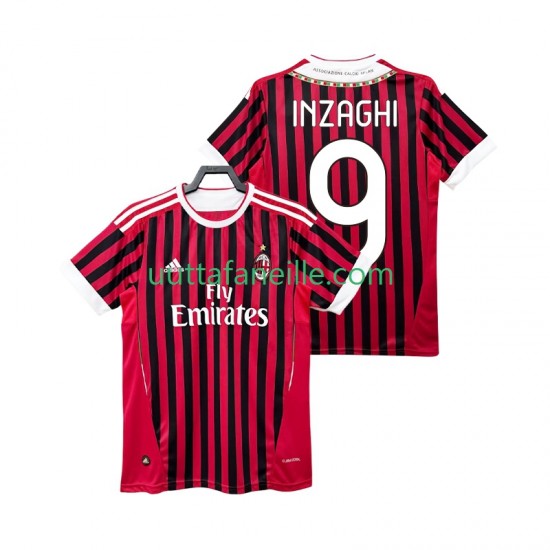 Jalkapallo Pelipaitoja AC Milan INZAGHI 9 2012 Retro Mies Kotipeliasu 2011 Lyhythihainen