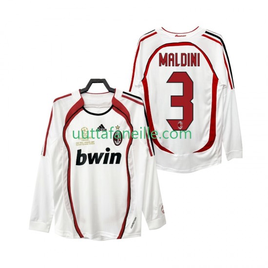 Jalkapallo Pelipaitoja AC Milan MALDINI 3 2007 Retro Mies Vieraspeliasu 2006 Pitkähihainen