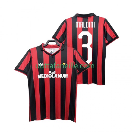 Jalkapallo Pelipaitoja AC Milan MALDINI 3 1990 1991 Retro Mies Kotipeliasu Lyhythihainen
