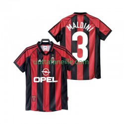 Jalkapallo Pelipaitoja AC Milan MALDINI 3 Retro Mies Kotipeliasu 1998 1999 Lyhythihainen