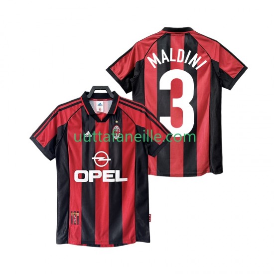 Jalkapallo Pelipaitoja AC Milan MALDINI 3 Retro Mies Kotipeliasu 1998 1999 Lyhythihainen