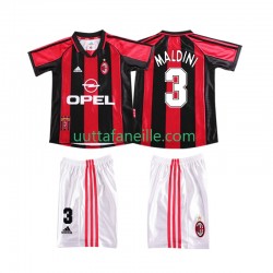 Jalkapallo Pelipaitoja AC Milan MALDINI 3 Retro Lasten Kotipeliasu 1998 1999 Lyhythihainen