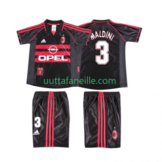 Jalkapallo Pelipaitoja AC Milan MALDINI 3 Retro Lasten Kolmas peliasu 1998 1999 Lyhythihainen
