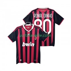 Jalkapallo Pelipaitoja AC Milan RONALDINHO 80 2009 Retro Mies Kotipeliasu 2010 Lyhythihainen