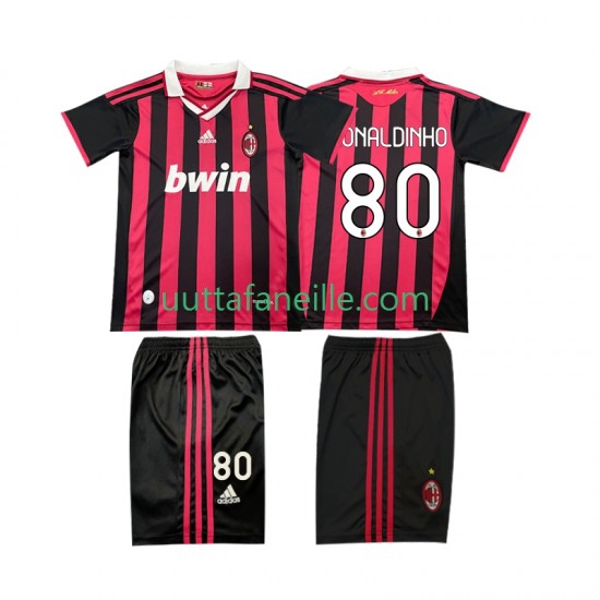 Jalkapallo Pelipaitoja AC Milan RONALDINHO 80 2009 Retro Lasten Kotipeliasu 2010 Lyhythihainen