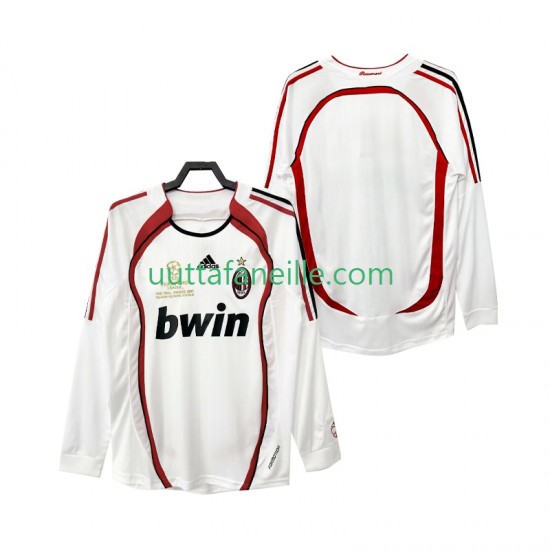 Jalkapallo Pelipaitoja AC Milan 2007 Retro Mies Vieraspeliasu 2006 Pitkähihainen