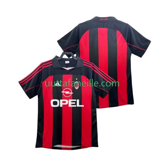 Jalkapallo Pelipaitoja AC Milan 2000 Retro Mies Kotipeliasu 2002 Lyhythihainen