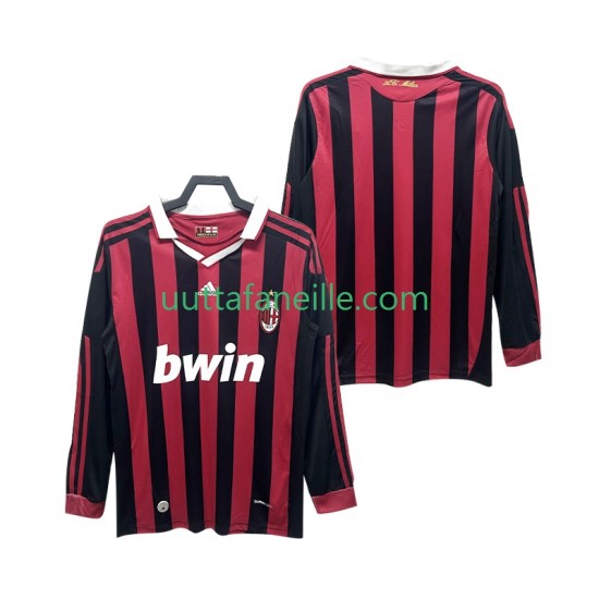 Jalkapallo Pelipaitoja AC Milan 2009 Retro Mies Kotipeliasu 2010 Pitkähihainen