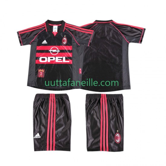 Jalkapallo Pelipaitoja AC Milan Retro Lasten Kolmas peliasu 1998 1999 Lyhythihainen