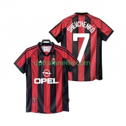 Jalkapallo Pelipaitoja AC Milan SHEVCHENKO 7 Retro Mies Kotipeliasu 1998 1999 Lyhythihainen