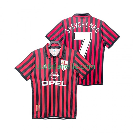 Jalkapallo Pelipaitoja AC Milan SHEVCHENKO 7 2000 Retro Mies Kotipeliasu 1999 Lyhythihainen