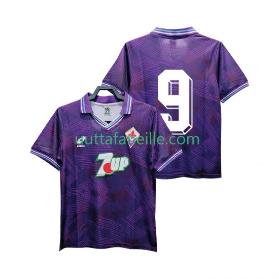 Jalkapallo Pelipaitoja ACF Fiorentina 9 1992 1993 Retro Mies Kotipeliasu Lyhythihainen