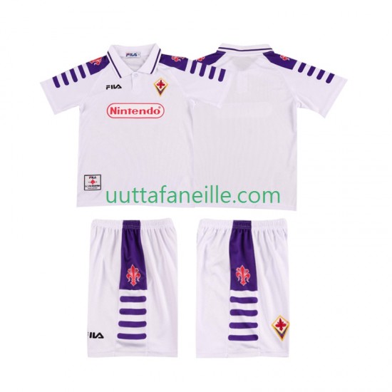 Jalkapallo Pelipaitoja ACF Fiorentina Retro Lasten Vieraspeliasu 1998 1999 Lyhythihainen