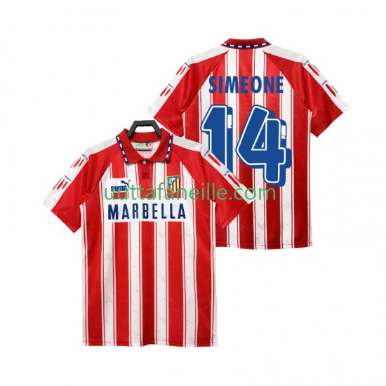Jalkapallo Pelipaitoja Atlético Madrid SIMEONE 14 1995 Retro Mies Kotipeliasu 1994 Lyhythihainen