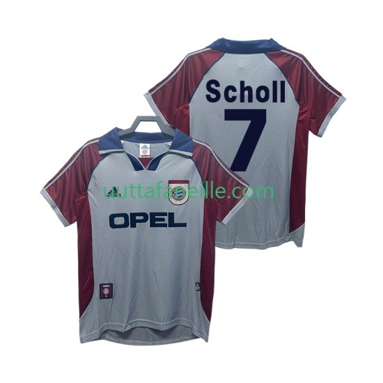 Jalkapallo Pelipaitoja FC Bayern München Scholl 7 Retro Mies Kolmas peliasu 1998 1999 Lyhythihainen