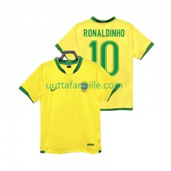 Jalkapallo Pelipaitoja Brasilia RONALDINHO 10 Retro Mies Kotipeliasu 2006 Lyhythihainen