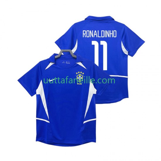 Jalkapallo Pelipaitoja Brasilia RONALDINHO 11 Retro Mies Vieraspeliasu 2002 Lyhythihainen