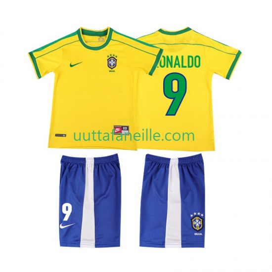 Jalkapallo Pelipaitoja Brasilia Ronaldo 9 Retro Lasten Kotipeliasu 1998 Lyhythihainen
