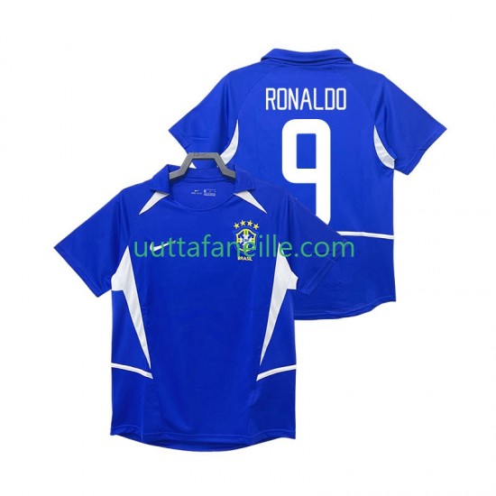 Jalkapallo Pelipaitoja Brasilia Ronaldo 9 Retro Mies Vieraspeliasu 2002 Lyhythihainen
