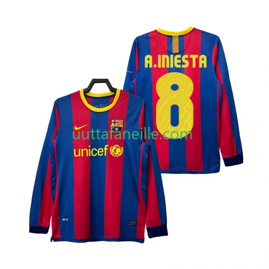 Jalkapallo Pelipaitoja FC Barcelona A INIESTA 8 Retro Mies Kotipeliasu 2011 2010 Pitkähihainen