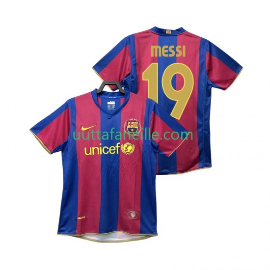 Jalkapallo Pelipaitoja FC Barcelona Lionel Messi 19 2007 Retro Mies Kotipeliasu 2008 Lyhythihainen