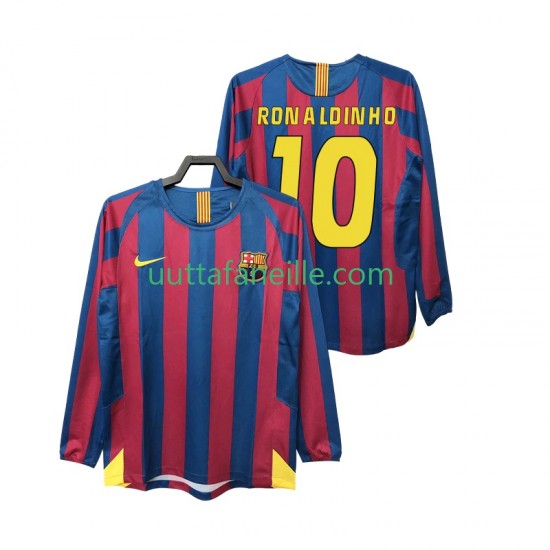 Jalkapallo Pelipaitoja FC Barcelona RONALDINHO 10 2005 Retro Mies Kotipeliasu 2006 Pitkähihainen