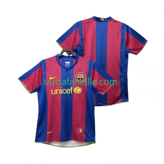 Jalkapallo Pelipaitoja FC Barcelona 2007 Retro Mies Kotipeliasu 2008 Lyhythihainen