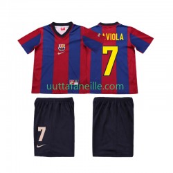 Jalkapallo Pelipaitoja FC Barcelona SAVIOLA 7 Retro Lasten Kotipeliasu 1998 1999 Lyhythihainen