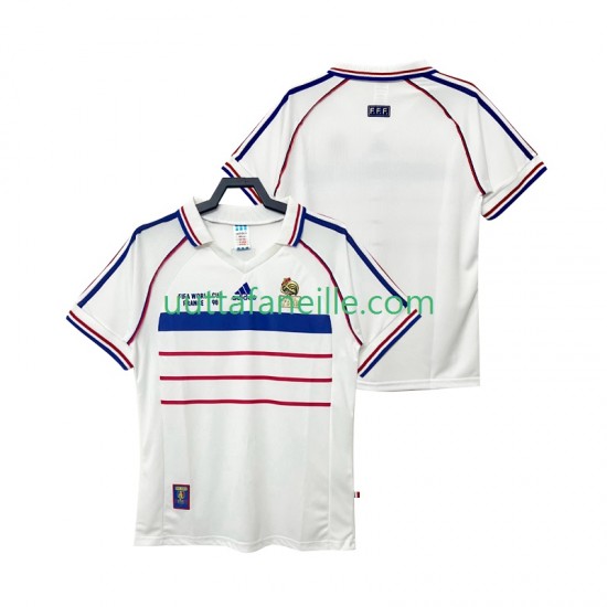 Jalkapallo Pelipaitoja Ranska Retro Mies Vieraspeliasu 1998 Lyhythihainen