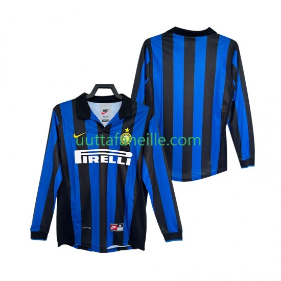 Jalkapallo Pelipaitoja Inter Milan Retro Mies Kotipeliasu 1998 1999 Pitkähihainen