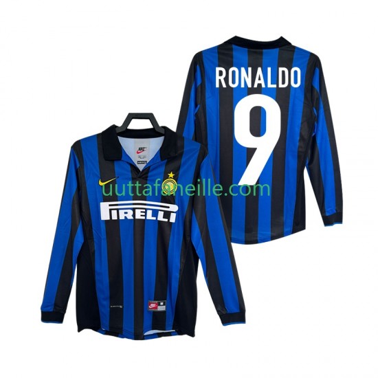 Jalkapallo Pelipaitoja Inter Milan Ronaldo 9 Retro Mies Kotipeliasu 1998 1999 Pitkähihainen