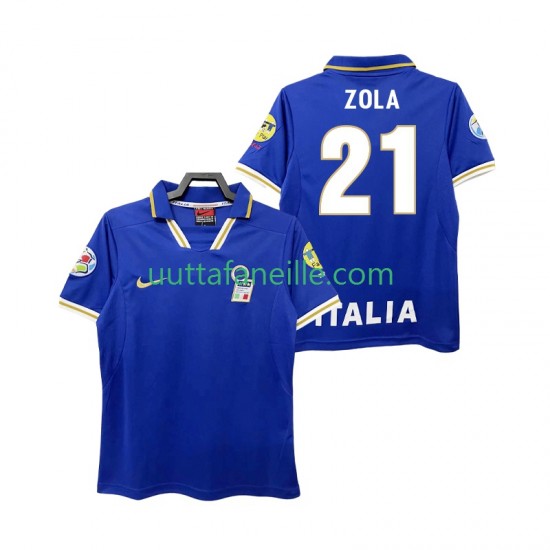 Jalkapallo Pelipaitoja Italia ZOLA 21 1996 Retro Mies Kotipeliasu Lyhythihainen