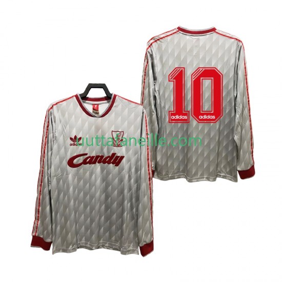 Jalkapallo Pelipaitoja Liverpool 10 1989 1991 Retro Mies Vieraspeliasu Pitkähihainen