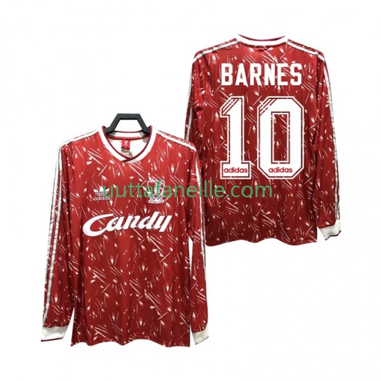 Jalkapallo Pelipaitoja Liverpool BARNES 10 1989 1991 Retro Mies Kotipeliasu Pitkähihainen