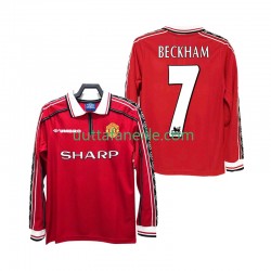 Jalkapallo Pelipaitoja Manchester United BECKHAM 7 Retro Mies Kotipeliasu 1998 1999 Pitkähihainen