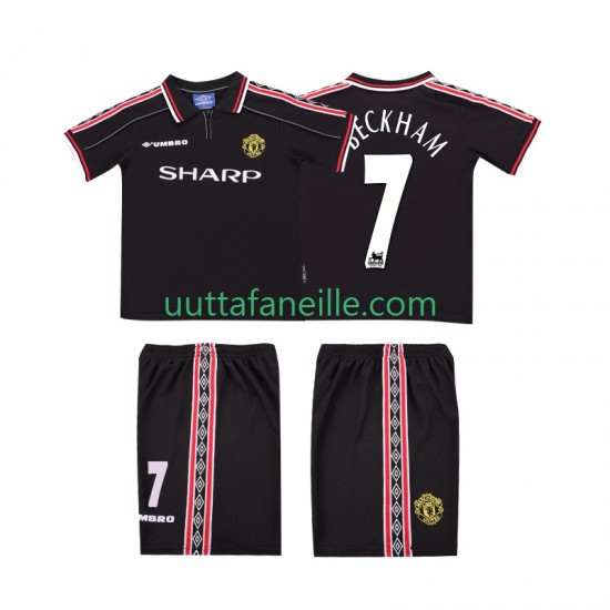 Jalkapallo Pelipaitoja Manchester United Beckham 7 Retro Lasten Vieraspeliasu 1998 1999 Lyhythihainen
