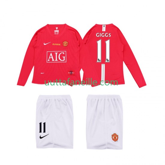 Jalkapallo Pelipaitoja Manchester United GIGGS 11 Premier League 2009 Retro Lasten Kotipeliasu 2008 Pitkähihainen