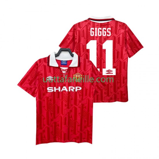 Jalkapallo Pelipaitoja Manchester United GIGGS 11 1992 Retro Mies Kotipeliasu 1994 Lyhythihainen