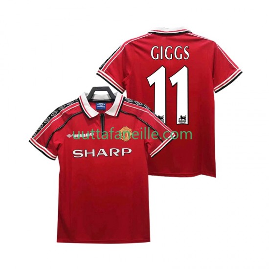 Jalkapallo Pelipaitoja Manchester United GIGGS 11 Retro Mies Kotipeliasu 1998 1999 Lyhythihainen