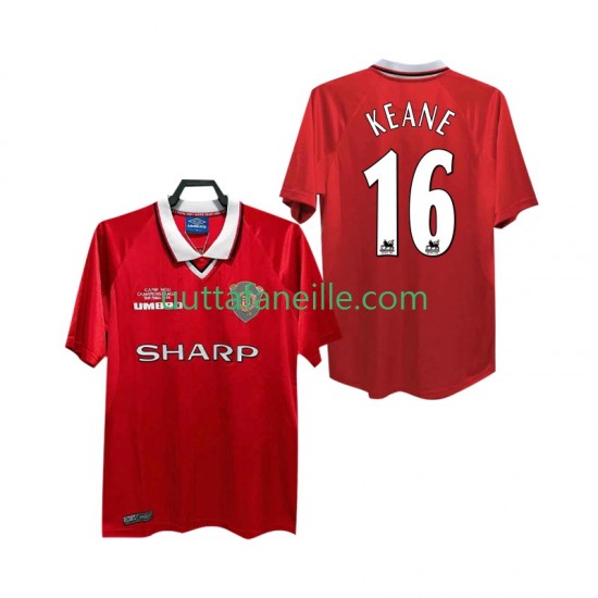 Jalkapallo Pelipaitoja Manchester United Keane 16 2000 Retro Mies Kotipeliasu 1999 Lyhythihainen