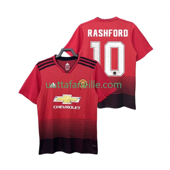 Jalkapallo Pelipaitoja Manchester United RASHFORD 10 2018 2019 Retro Mies Kotipeliasu Lyhythihainen
