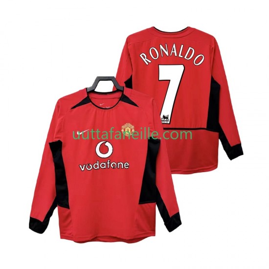 Jalkapallo Pelipaitoja Manchester United RONALDO 7 Retro Mies Kotipeliasu 2004 2002 Pitkähihainen