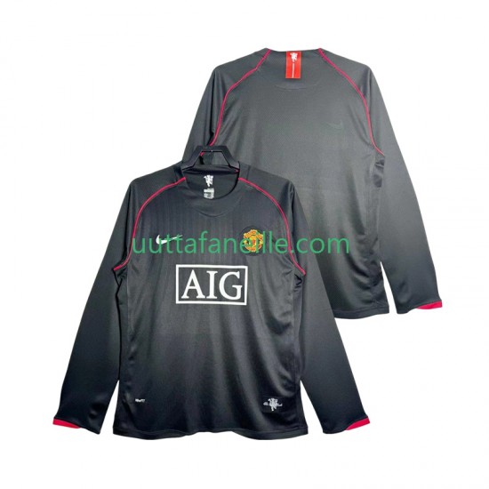 Jalkapallo Pelipaitoja Manchester United 2007 Retro Mies Vieraspeliasu 2008 Pitkähihainen