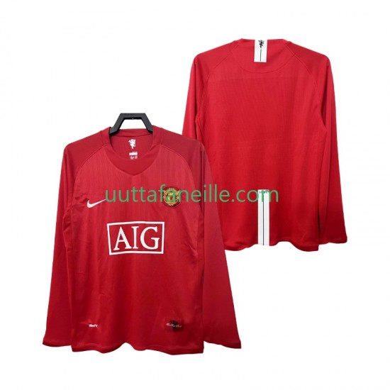 Jalkapallo Pelipaitoja Manchester United 2007 Retro Mies Kotipeliasu 2008 Pitkähihainen